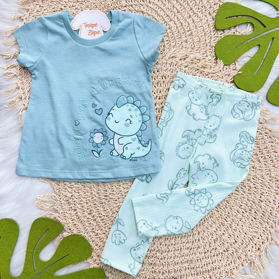 Conj. Blusa Baby Dino e Legging - Verde